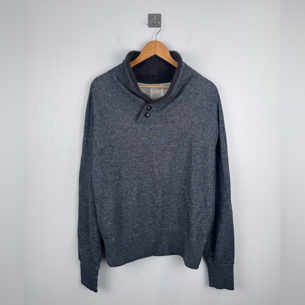 Billy Reid Men Shawl Cotton Grey Sweater‎ Size Large